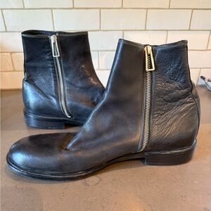 Paul Smith Black Leather Zipper Boots
